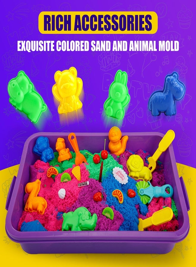 Asoxt Sensory Bin for Boy Girl Kid Toy - 43pcs Play Sand Art Kit with Sandbox, 4lb Color Sand, 17 Molds, Sensory Toy Birthday Gift for Girl Toddler Ages 3-8 - Image 3